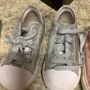 Silver glitter converse shoes